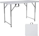 4ft Folding Table Plastic Fold in Half w/Handle Heavy Duty Portable Indoor Outdoor for Garden Party Picnic Camping BBQ Dining Kitchen Wedding Market Event