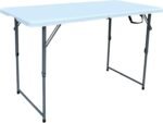 Folding Table,4ft Indoor Outdoor Heavy Duty Portable Folding Square Plastic Dining Table w/Handle, Lock for Picnic, Party, Camping (4 FT)-White