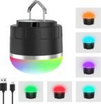 Rechargeable LED Camping Lantern 1000LM,  Portable Hanging Tent Light with RGB Color Changing, Magnetic Base, Waterproof Emergency Hanging Light for Hurricane, Power Outages, Home, Hiking -Black