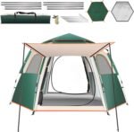 Camping Tent Large Tent 87" L 73" W 40" H with Instant Setup Outdoor Tent with 2 Doors,3 Windows,Removable Rainfly, Hexagonal Moisture-Proof Pad and Carry Bag,4/6/8 Person Weatherproof