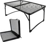 Folding Grill Table, Portable Camping Table with Mesh Desktop Light Weight Outdoor Cooking Table with Carry Handle Grill Tables for Outside Picnic BBQ