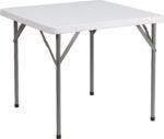 2.85' Square Plastic Folding Event Table for Indoor/Outdoor Events, Portable Banquet Table with Locking Legs, White