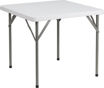 2.85' Square Plastic Folding Event Table for Indoor/Outdoor Events, Portable Banquet Table with Locking Legs, White