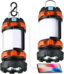 2 Pack Camping Lantern, Outdoor Led Camping Lantern, Rechargeable Flashlights with 1000LM, 6 Modes, 4000mAh Power Bank, IPX5 Waterproof Portable Emergency Camping Light for Hurricane Survival