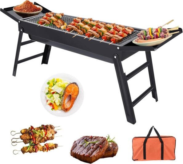 Charcoal grill foldable Outdoor smokeless foldable barbecue grill Portable grill Camping grill Cold rolled steel Suitable for 3-5 people With portable package 32×9×13in（L×W×H）