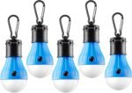 Tent Lamp Portable LED Tent Lights Blue 5 Packs Hook Hurricane Emergency Lights LED Camping Lights Bulb Camping Tent Lanterns Camping Equipment for Camping Hiking Backpacking Fishing Outage