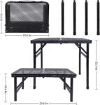 Small Folding Table, Camping Table with Mesh Desktop, Portable Picnic Table with Carry Handle, Height Adjustable Portable Grill Table for Outside Inside Use
